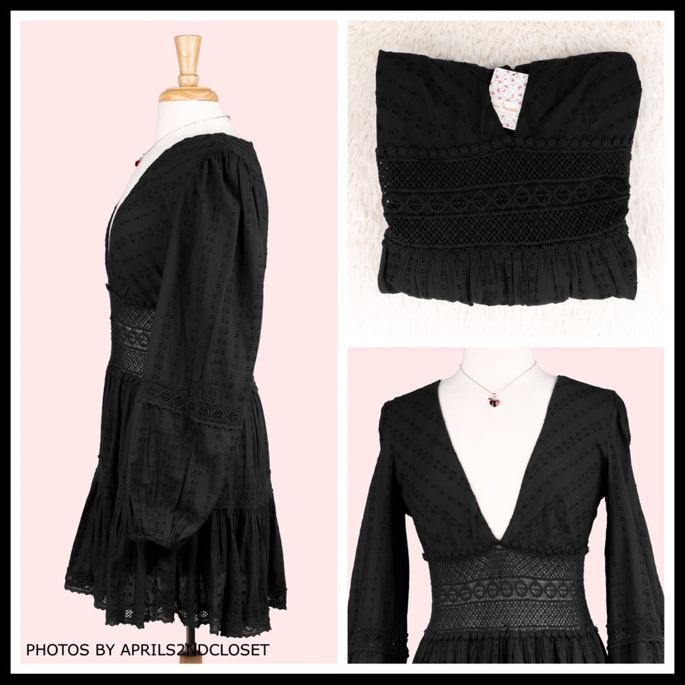FREE PEOPLE BOHO LONG SLEEVES MINI DRESS A3C - Picture 13 of 16